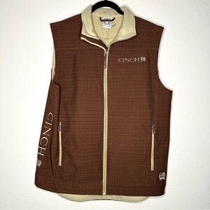 Cinch Mens Vest Size Medium Brown Bonded Plaid Worn Once